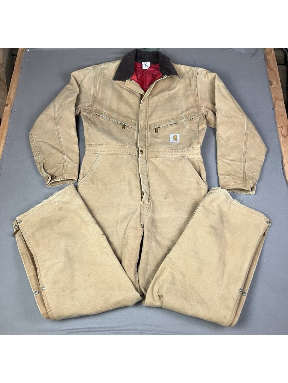 Vintage Carhartt 996QZ Coveralls 40R USA Union Made Insulated Brown Distressed